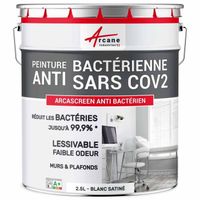 Peinture anti bactérienne intérieure lessivable : Arcascreen Anti Bactérien  2.5 L - Blanc