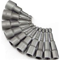 10 x Douille Magnétique pour Visseuse, Adaptateur Embout, Mandrin Pans Carré Hexagonal 6-19mm 1/4” Nut Driver Drill Bit