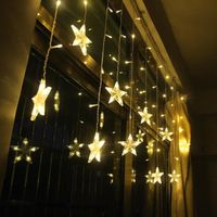 Guirlande lumineuse en forme d'étoile de noël, 2M, rideau Led, décoration pour mariage, maison, Multicolor EU plug 220V -AOAE31112