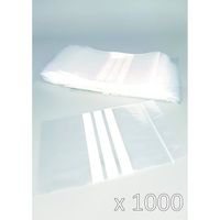Sachet Plastique Zip transparent - 3 bandes blanches - 100 x 150 mm - 50 µ - Lot de 1000