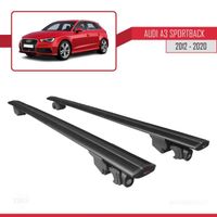 Compatible avec Audi A3 Sportback 2012-2020 HOOK Barres de Toit Railing Porte-Bagages de voiture Avec verrouillable Alu NOIR