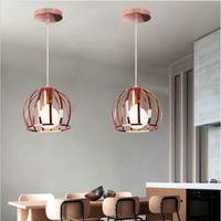 Fusion 2x Suspension Luminaire Moderne Lampe Abat - Jour Cage en Métal Or Rose Lustre Plafonnier Intérieur pour Salle à Manger Café