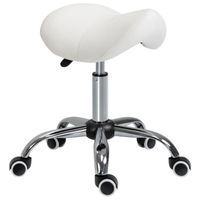 Tabouret de massage selle ergonomique pivotant 360° hauteur réglable revêtement synthétique blanc - HOMCOM
