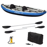 Canoë Kayak gonflable Bleu 1 à 2 places + pagaie + sac transport + pompe double action+ kit de réparation