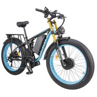 KETELES K800PRO-2 * 1000W vélo électrique à double moteur- 7 vitesses-batterie  23AH-26*4 gros pneus-suspension complète-Blue