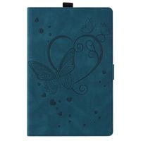 Pour Apple iPad Mini 1-2-3-4-5 tablette Housse Étui à rabat Papillon d'amour bleu PU Cuir Portefeuille Protection