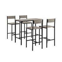 SoBuy OGT14-N Ensemble table de bar bistrot + 4 chaises avec repose-pieds Table Mange-debout Table haute cuisine