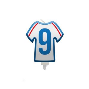 BOUGIE ANNIVERSAIRE BOUGIE CHIFFRE 9 MAILLOT FRANCE FOOTBALL 8CM  Blan