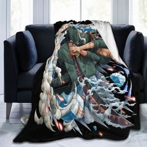COUVERTURE - PLAID Couverture Anime une pièce Roronoa Zoro Super chaud doux lit canapé maison laine couvert60X50 pouces