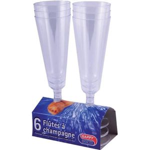 Coupe à Champagne 6 flûtes à champagne plastique transparent Gappy -