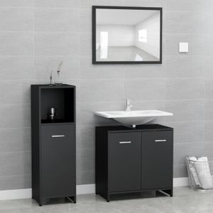 MEUBLE BAS COMMODE SDB Bonne qualité - Mobilier de salle de bain -Ensemble de meubles de salle de bain 3 pcs Noir Aggloméré®UIZDWB®