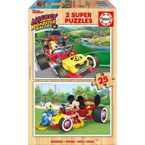 PUZZLE Puzzle en bois Mickey Top Départ - Educa Borrás - 2 x 25 pièces - Pour enfants de 3 à 5 ans