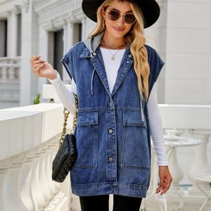 Denim Gilet Sans Manche Avec Poches Femme Gilet En Jean Pour Femme
