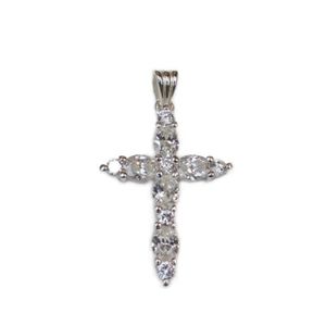 Pendentif Croix Pour Femme En Argent 925 Plaqué Rhodium - Avec Oxyde De Zirconium, Neuf