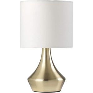 LAMPE A POSER ONLI - lampe à chevet dorée en métal satiné et abat-jour en tissu blanc224