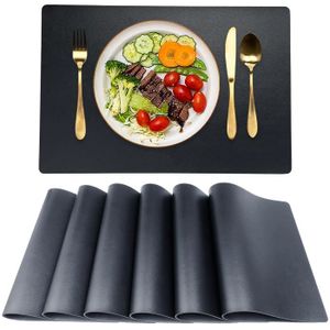 Sets De Table MORROLS - Lot De 4 Rectangulaires Lavables Imperméables (42x30cm, Gris Foncé)