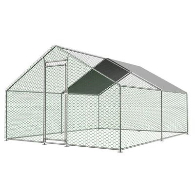 Enclos Poulailler 12 M² 4x3 M IDMarket – Acier Galvanisé + Perchoir 4 Niveaux Bois – Parc Volaille 10-14 Poules