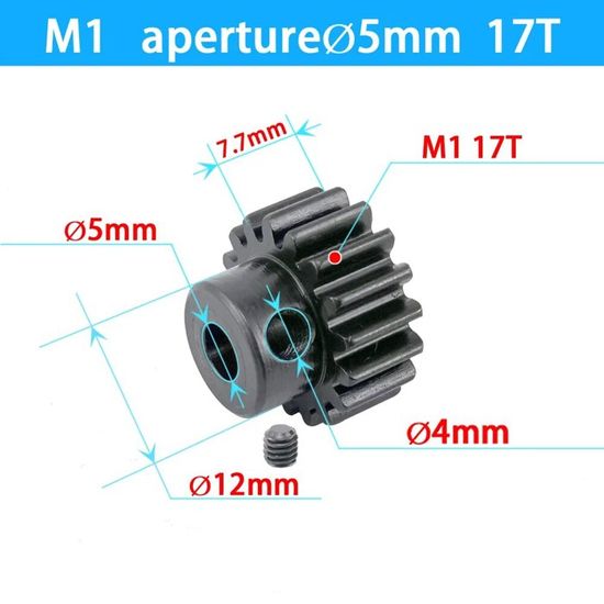 Set Pignons Moteur Métal 17T-19T Pour Voiture RC 1/8 - Diamètre Arbre 5mm - Drfeify
