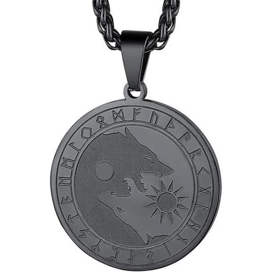Collier Viking Homme FaithHeart - Pendentif Valknut Acier Inoxydable | Chaine 55+5cm Maille Blé