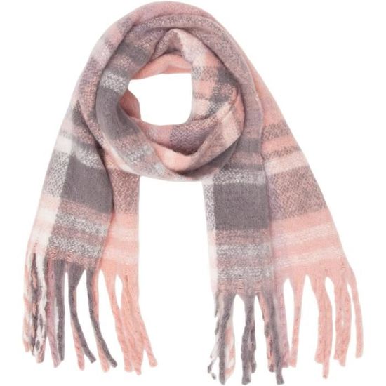 Echarpe Laine Fine Grise Rayures - Echarpe Laine