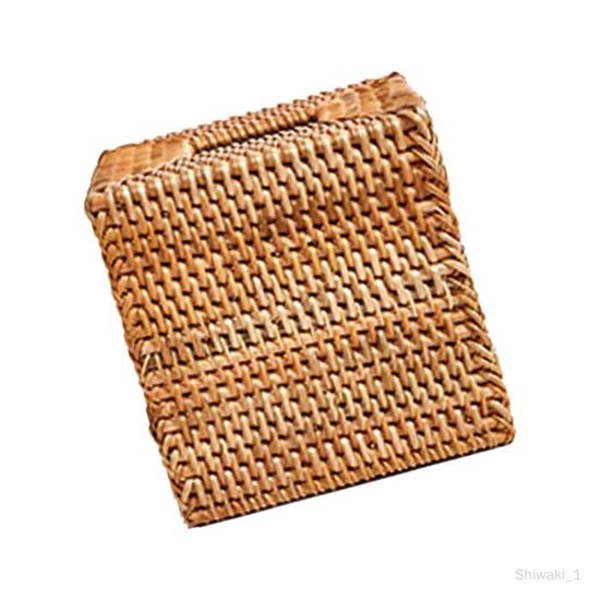 Boîte à Mouchoirs En Rotin Beige - Rangement Déco Vintage 22x12x9cm - Pour Salon, Bureau, Salle De Bain