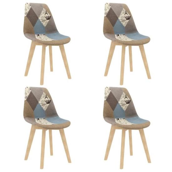 4 x Chaise de salle à manger Professionnel - Chaise de cuisine Chaise Scandinave Design de patchwork Gris Tissu ®EVQYNV®