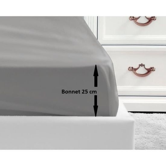 Drap housse - 100% coton - 140 x 190 + Bonnet 35 cm - LOVELY HOME