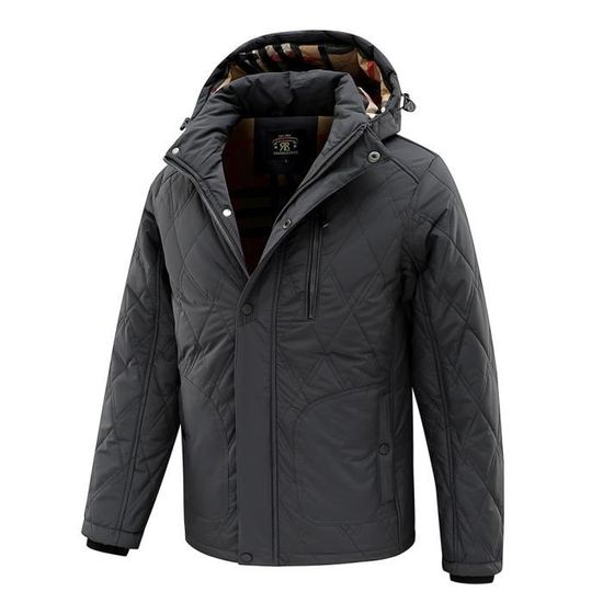 Doudoune Longue Homme Hiver - Parka Épais Avec Capuche Amovible - Coupe-Vent Chaud Matelassé
