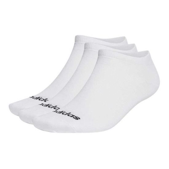 adidas Thin Linear 3 Pairs Chausettes invisibles, White-Black, L