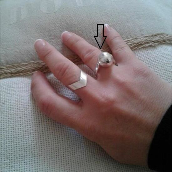 Bague Boule En Argent 925 - Taille 54 - Occasion - Style Argenté Et épuré