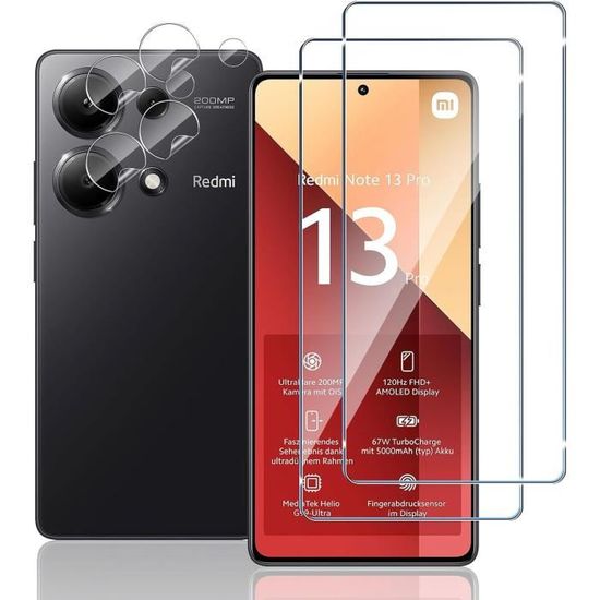 Cover Per Xiaomi Poco M6 Pro 4G / Redmi Note 13 Pro 4G + 2 Vetri Temperati, Con Sportellino Fotocamera, Slot Porta Carte E Anello 360°, Nero