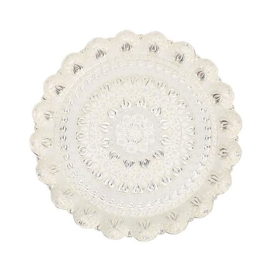 DONGKER Plateau Décoratif Vintage en Argent,Technique de Sculpture en Relief,Plat Décoratif de Luxe en Or pour