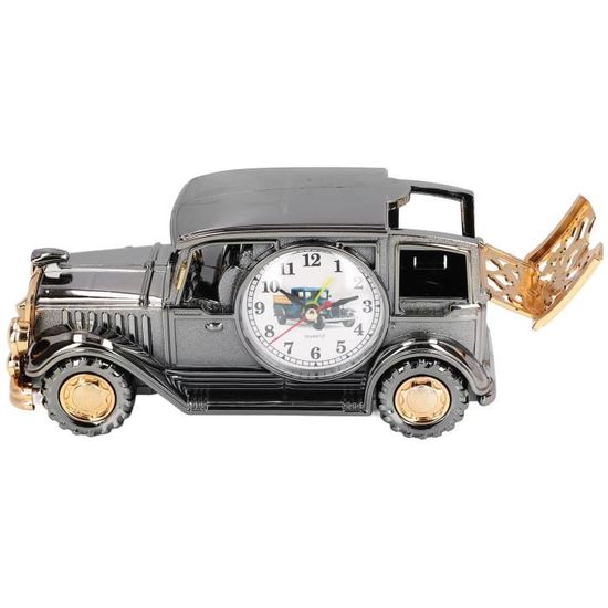 Réveil Vintage Voiture Rétro Multifonction – Horloge + Porte-stylo – Style Cuivre – Décoration Bureau