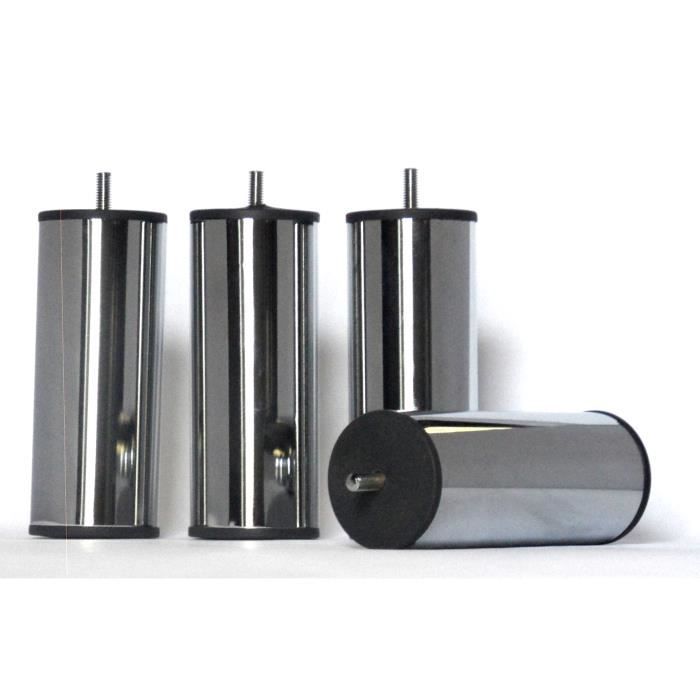 PIEDS DE LIT ACIER CHROME HAUTEUR 150 mm (4 PIÈCES)