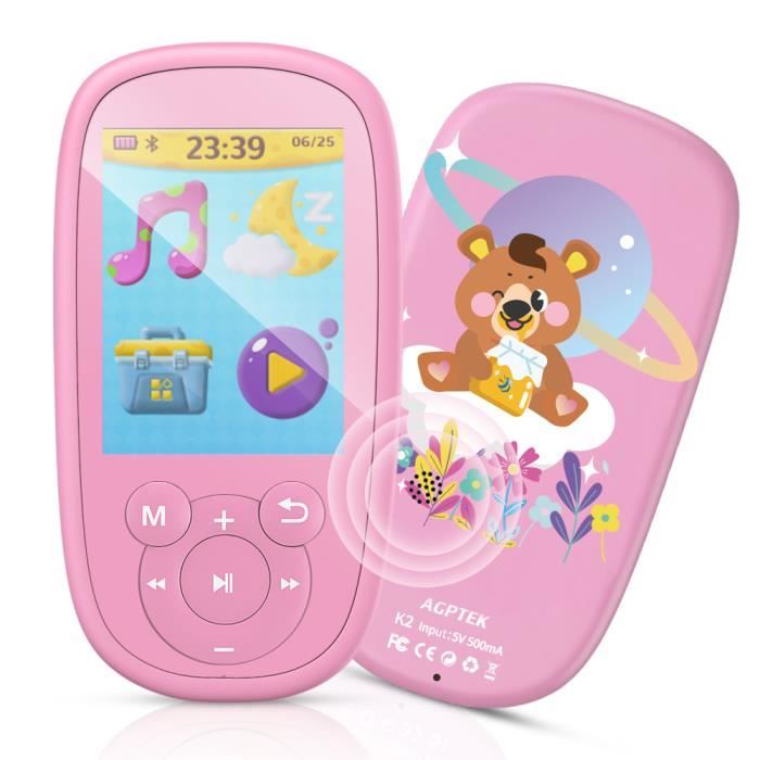 MP3 Enfant Bluetooth 8Go Licorne Design avec Haut-Parleur Lecteur de Jeux Ecran 2.4’’ Ecouteur et Corde Inclus Radio FM Vidéo Cadeau