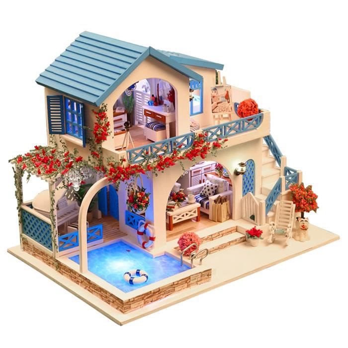 Chambre en Bois DIY Modèle d'appartement Meubles et Accessoires Cadeau de Noël Créatif Pour Enfants et Adulte