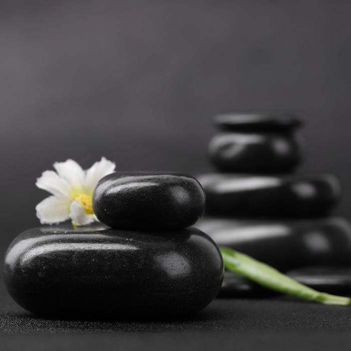 20pcs - set massage chaud pédicure d'huile essentielle pierre forme ovale basalte noire station thermale