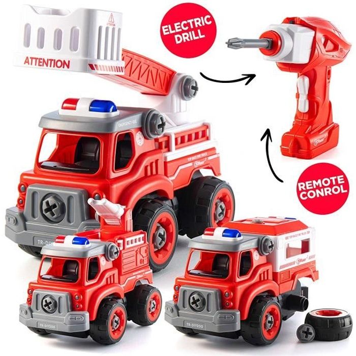 Construisez vous-même des ensembles de télécommande de voiture de police, de camion de pompier ou de véhicule de construction