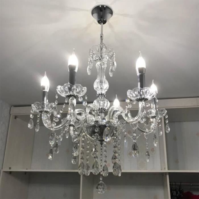 Ollowshop® Moderne 6 branches de cristal plafonnier lustre suspension luminaire salon décoration HB014 -OLL