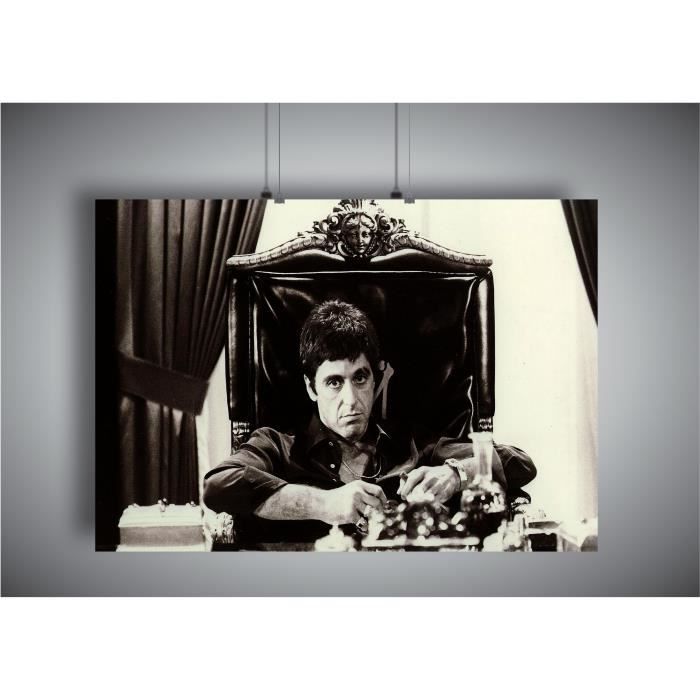 Poster TONY MONTANA SCARFACE ON THE THRONE Wall - A3 (42x29,7cm)
