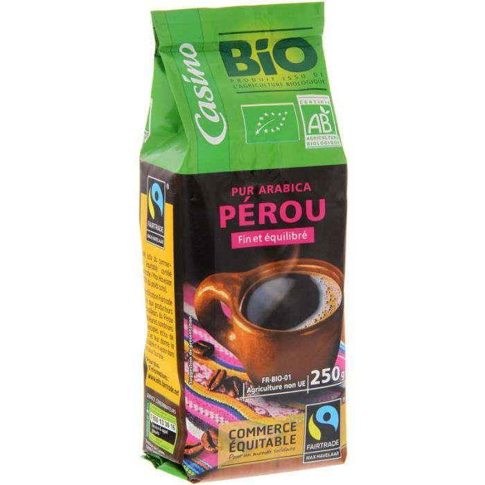Café moulu pur Arabica Pérou Bio - 250 g