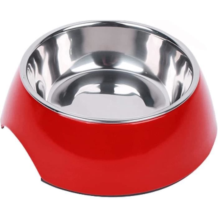 DDOXX Gamelle Pour Chien en Acier Inoxydable, Gamelle en Mélamine - 160 ml - Rouge