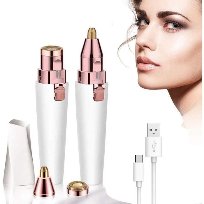 Epilateur Electrique Femme Visage ,Epilateur Sourcil, 2 En1 Épilateur Visage Femme Indolore Flawless Avec LED Et Brosse Rasoir Él141