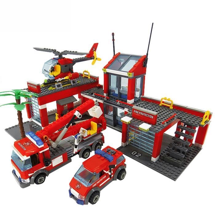 Modèle de caserne de pompiers blocs de construction de construction de ville blocs de construction de bricolage jouets pour enfants