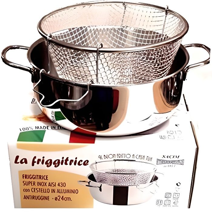Viscio Trading Friteuse Inox C/Panier aluminium également induction, 24 cm - 165878