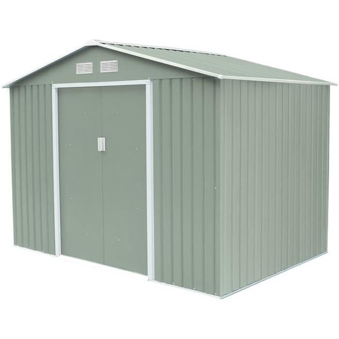 Abri de Jardin en Métal Gardiun Leeds 5,30 m² Extérieur 277x191x202 cm Acier Galvanisé Vert Clair