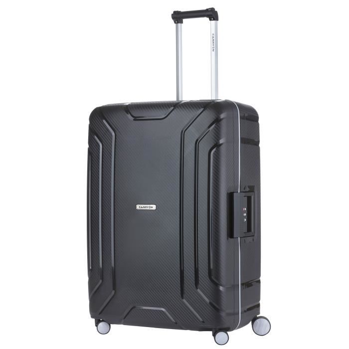Valise CarryOn Steward TSA - Grande valise trolley 75 cm - Entièrement doublée et fermetures fixes - Noir