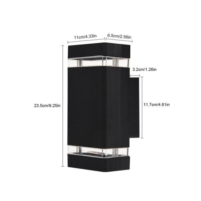 Applique Murale LED Intérieure Rectangulaire, 5W LED Lampe Murale Extérieur Intérieur Moderne Design Abat-jour Noir en Alumin HB056