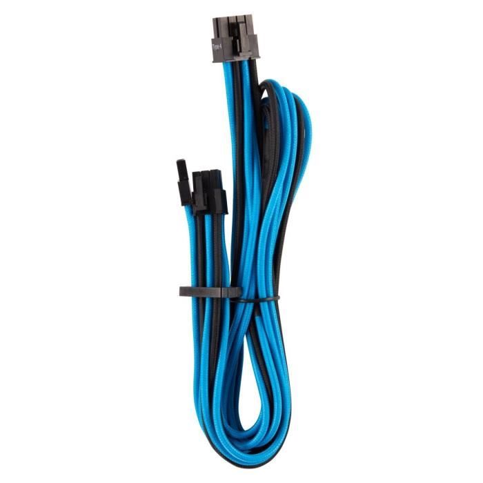 CORSAIR Câbles Pcle (connecteur simple) à gaînage individuel CORSAIR Premium - Bleus/Noirs (CP-8920249)