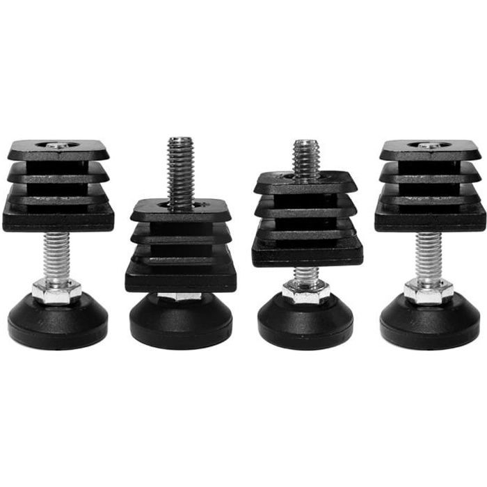 4x embout rentrant carré 25 x 25 mm avec vis de réglage pied meuble chaise étagère table